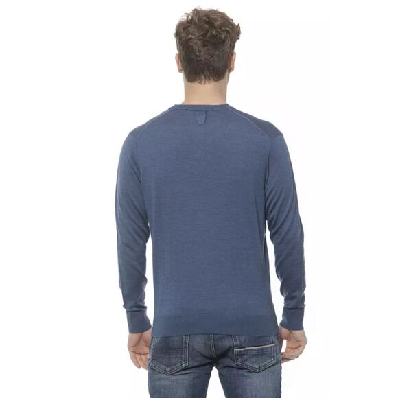 Billionaire Italian Couture VNeck Merino Wool Sweater Men Blue Sweaters - Picture 3 of 4